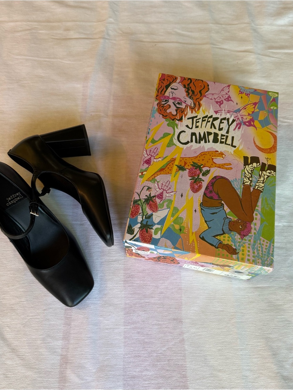 Jeffrey Campbell Black Leather Mary Jane Block Heels